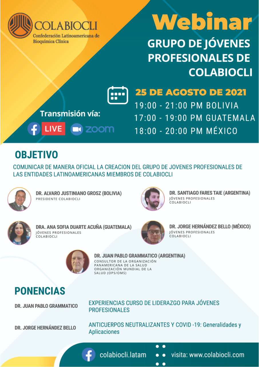 WEBINAR LANZAMIENTO DEL GRUPO DE JÓVENES PROFESIONALES DE COLABIOCLI