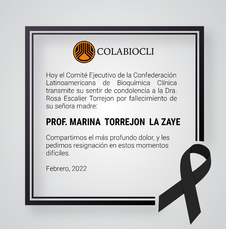 CONDOLENCIAS A DRA ROSA ESCALIER TORREJON POR FALLECIMIENTO DE SU MADRE