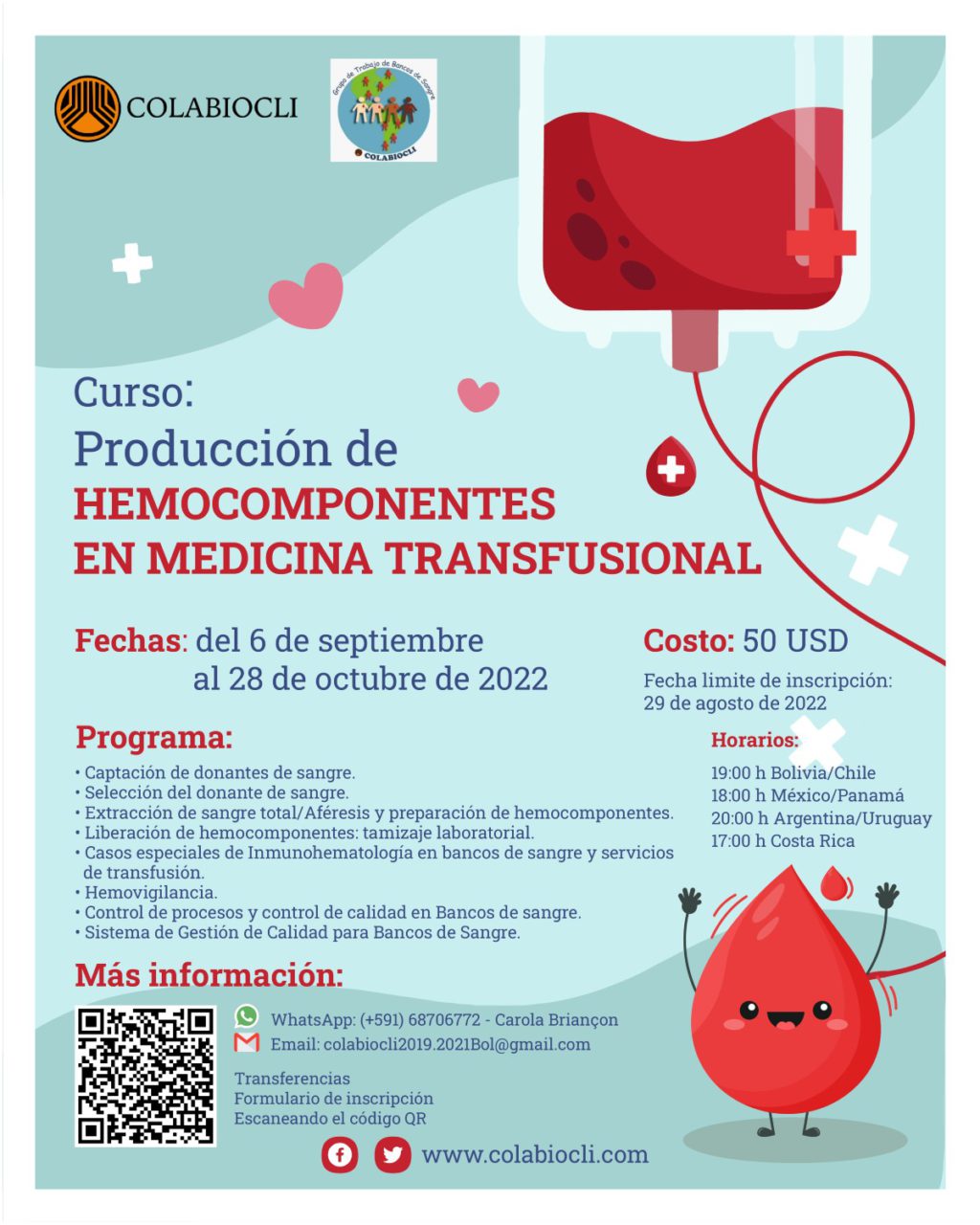Curso Producción de Hemocomponentes en Medicina Transfusional