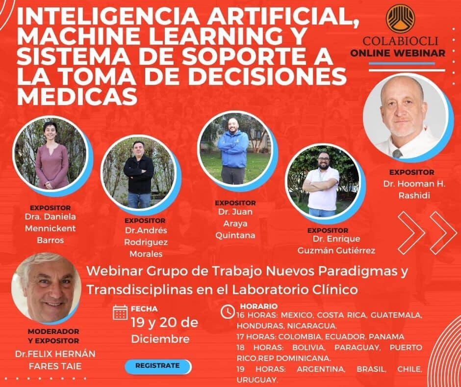 Webinar INTELIGENCIA ARTIFICIAL, MACHINE LEARNING Y SISTEMA DE SOPORTE A LA TOMA DE DECISIONES MEDICAS