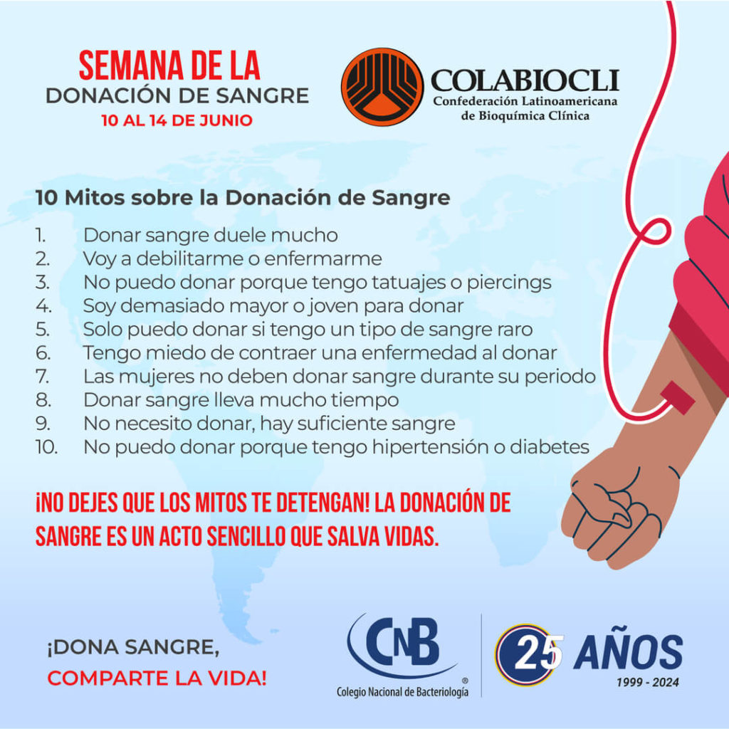 "Desmintiendo mitos: COLABIOCLI y CNB promueven la donación de sangre segura y vital"