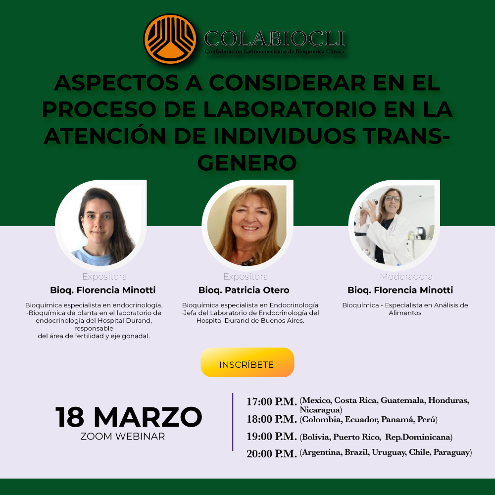 Webinar: «Aspectos a Considerar en el Proceso de Laboratorio en la Atención de Individuos Transgénero»