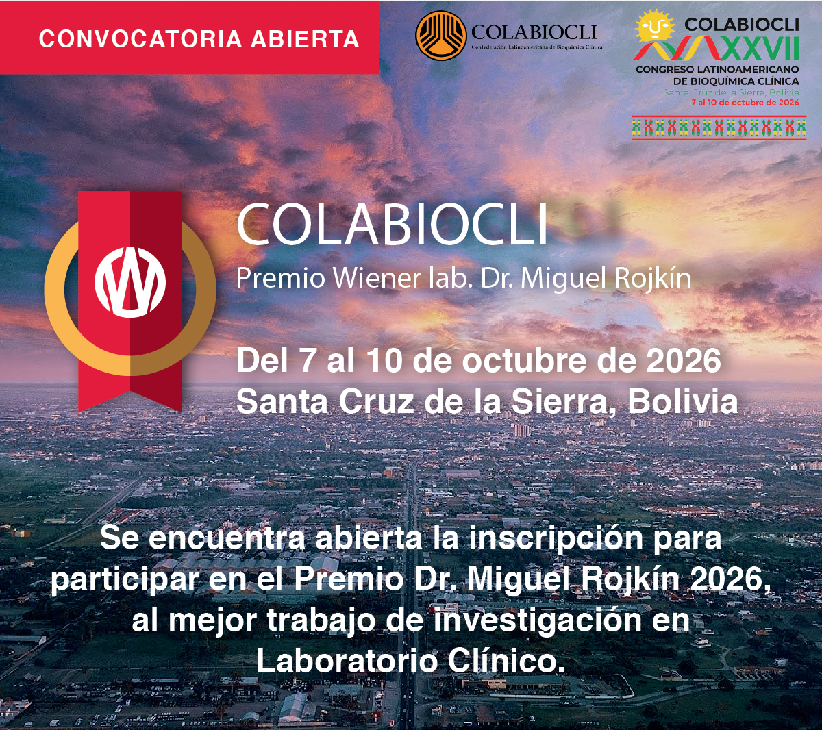 Premio Wiener Lab. Dr. Miguel Rojkín – COLABIOCLI 2026
